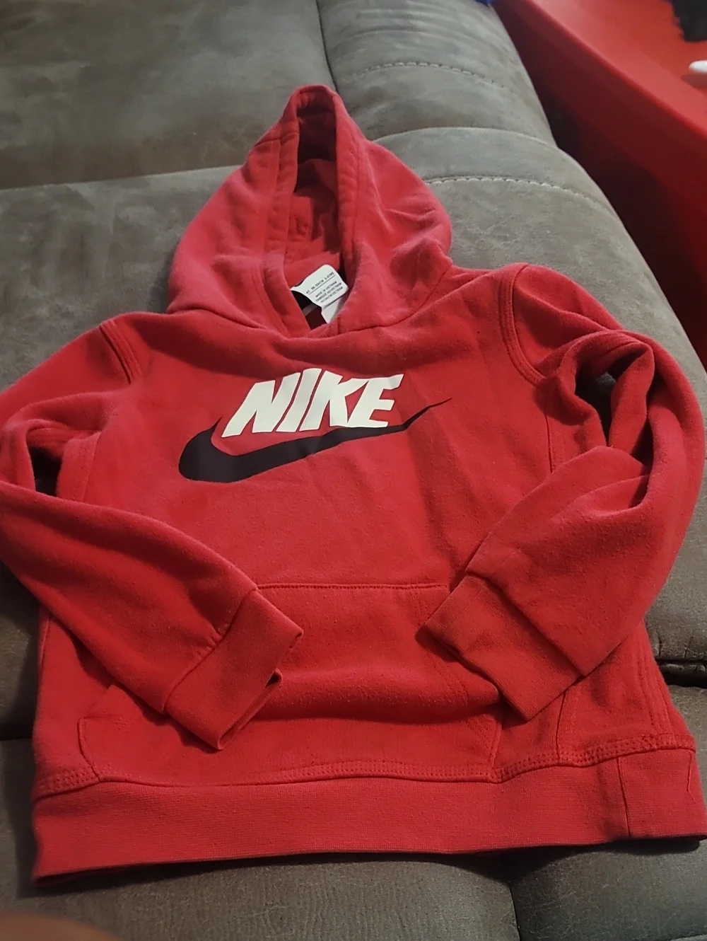 Nike Red Hoodie with Black Swoosh and White Logo